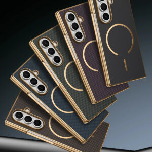 Luxury Premium Business Plating Slim Carbon Fiber Texture Magnetic Case for Samsung Z Fold 6