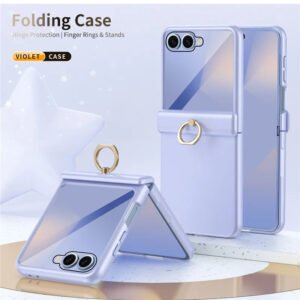 Luxury Matte PC Finger Ring Grip Case For Samsung Galaxy Z Flip 5/Z Flip 6