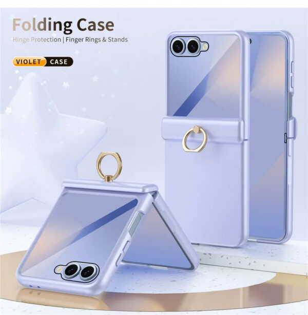 Luxury Matte PC Finger Ring Grip Case For Samsung Galaxy Z Flip 5/Z Flip 6 - Image 2