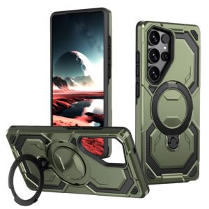 Luxury Premium Armor Shockproof Ring Stand Magnetic Wireless Charging Case  Cover For Samsung Galaxy S Series