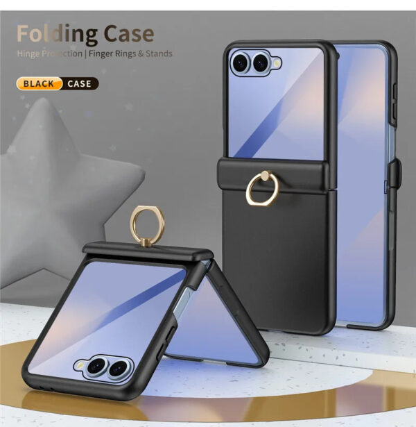 Luxury Matte PC Finger Ring Grip Case For Samsung Galaxy Z Flip 5/Z Flip 6