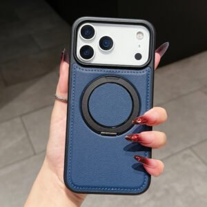 Luxury Premium Ring Holder magnetic wireless Charging Phone Case Cover For iPhone 17 Pro Max - Blue