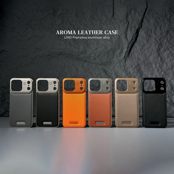 Luxury Premium Leather Aromatherapy Aluminum Alloy Magnetic Case Cover For iPhone 17 Pro Max - Image 3