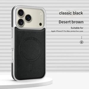 Luxury Premium Business Magsafe Wireless  Plating ShockProof Frame Case Cover For iPhone 17 Pro Max - Black