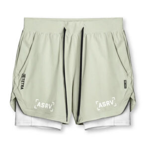 Gym Men's 2 in 1 Quick Dry Shorts Jogging Fitness Training Beach Short - Green