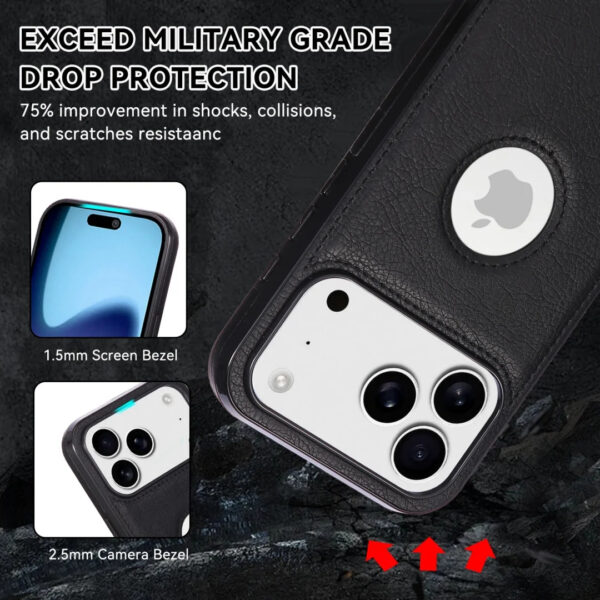 Luxury Premium Logo View Classic Retro PU Business Leather Thin Slim Case Cover for iPhone 17 Pro Max - Image 15
