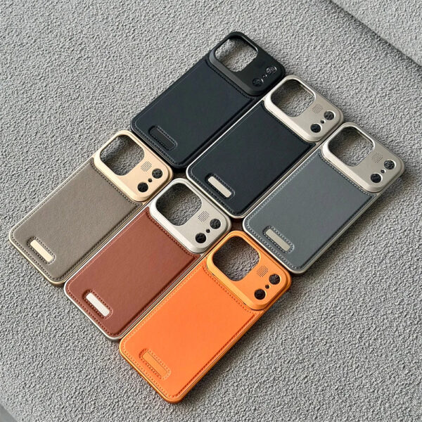 Luxury Premium Leather Aromatherapy Aluminum Alloy Magnetic Case Cover For iPhone 17 Pro Max - Image 4