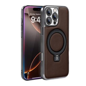 Luxury Premium Leather Ring Built-in Lens Film Wireless Case Cover For iPhone Series