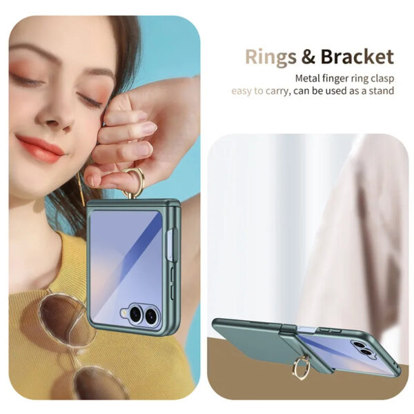 Luxury Matte PC Finger Ring Grip Case For Samsung Galaxy Z Flip 5/Z Flip 6 - Image 9