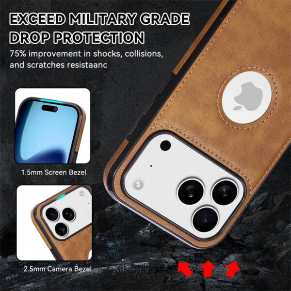 Luxury Premium Logo View Classic Retro PU Business Leather Thin Slim Case Cover for iPhone 17 Pro Max - Image 9