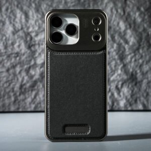 Luxury Premium Leather Aromatherapy Aluminum Alloy Magnetic Case Cover For iPhone 17 Pro Max - Black