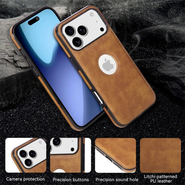 Luxury Premium Logo View Classic Retro PU Business Leather Thin Slim Case Cover for iPhone 17 Pro Max - Image 11