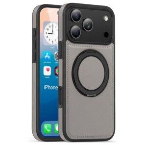 Luxury Premium Ring Holder magnetic wireless Charging Phone Case Cover For iPhone 17 Pro Max - Grey