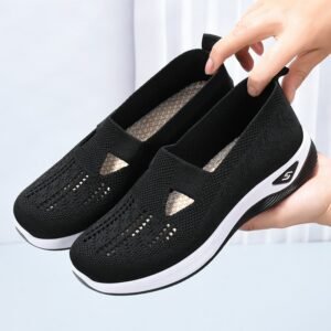 Luxury Premium Breathable Casual Summer Soft Sole Orthopedic Lightweight Slip Shoes - Black