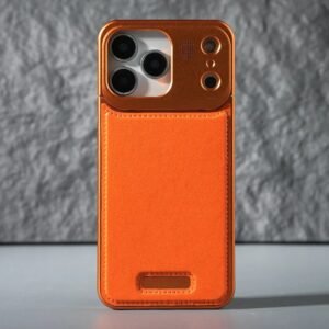 Luxury Premium Leather Aromatherapy Aluminum Alloy Magnetic Case Cover For iPhone 17 Pro Max - Orange