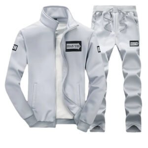 Private Label Spring Jogging Two Piece Zipper up Slim Fit Casual Running Set Sweatshirts - Grey