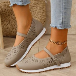 Summer Breathable Casual Non Slip Comfortable Soft Sole Walking Lightweight Woman Shoes - Khaki