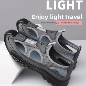 Summer Breathable Mesh Hollow out Casual Beach Slip-On Comfortable Footwear Sandals - Grey