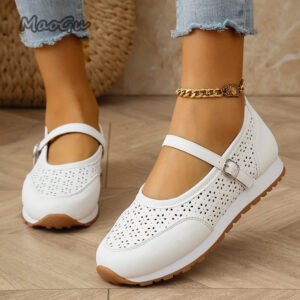 Summer Breathable Casual Non Slip Comfortable Soft Sole Walking Lightweight Woman Shoes - White