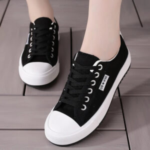 Trendy Canvas Spring Summer Versatile Sneakers Fashionable Rubber Sole Cotton Lined Shoes