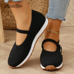 Summer Breathable Casual Non Slip Comfortable Soft Sole Walking Lightweight Woman Shoes - Black