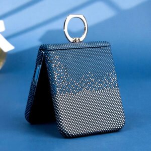 Luxury Premium Carbon Fiber Texture Finger Ring With Tempered Glass Hinge Hard Case Cover Cover For Samsung Z Flip 5/Z Flip 6