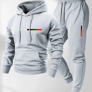 Paris Letter Printed Sweatshirt Wool Hooded Sweatshirt Pants Set Spring and Autumn Winter Warm Casual Sportswear Set - light White