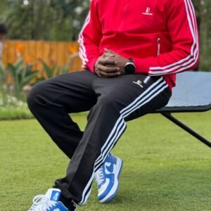 High Quality Spring Autumn Thin Jacket Sports Casual Outdoor Tracksuit Set - Red Black