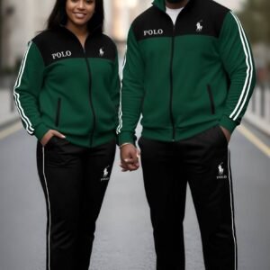 High Quality Turkey Custom Sportswear Polo Tracksuit Set - Green Black