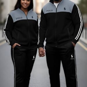 High Quality Turkey Custom Sportswear Polo Tracksuit Set - Black