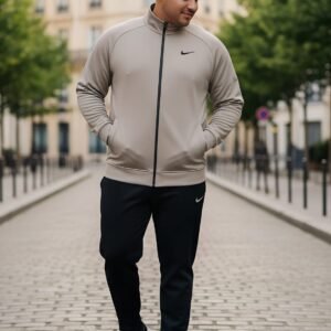 High Quality Nike Custom Sportswear Sweatpants Tracksuit Set - Grey Black