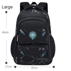 Luxury Premium Lightweight and Breathable Waterproof Large Capacity Kids School Backpack - Black