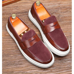 Moccasins Brand Quality Leather Designer Versatile Soft Comfy Business Men Loafers Shoes - WineRed Brown
