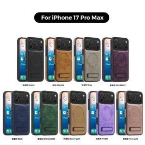 Luxury Premium Magsafe Pu Leather Kick-stand Holder Magsafe Case Cover for iPhone 17 Pro Max