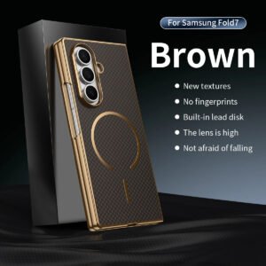 Luxury Premium Business Plating Slim Carbon Fiber Texture Magnetic Case for Samsung Z Fold Series