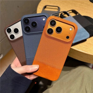 Luxury Premium Splice Fabric Leather Frameless Matte Case Cover For iPhone 17 Pro Max