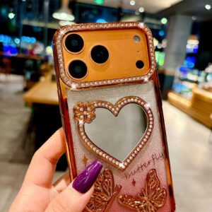 Luxury Premium Gradient Wave Pattern Mirror Butterfly Shining Protector Phone Case for IPhone 17 Series