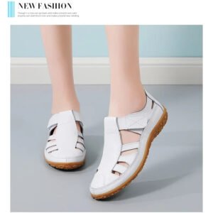 Fashion PU Leather Flat Breather Anti-Slippery Closed Toe Office Casual Shoes - White
