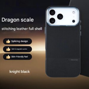 Luxury Premium Splice Fabric Leather Frameless Matte Case Cover For iPhone 17 Pro Max - Black