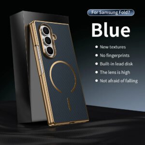 Luxury Premium Business Plating Slim Carbon Fiber Texture Magnetic Case for Samsung Z Fold Series