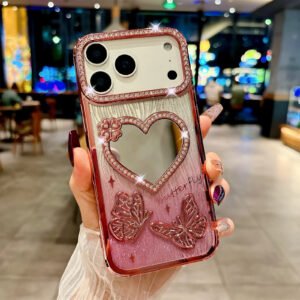 Luxury Premium Gradient Wave Pattern Mirror Butterfly Shining Protector Phone Case for IPhone 17 Series