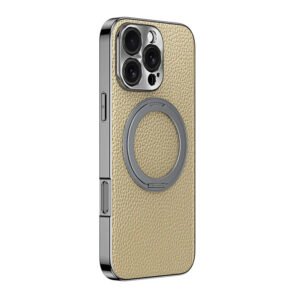 Mosinka Faux Leather Magsafe Wireless Charging 360° Rotating Stand Ring Buckle Case For iPhone Series