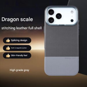 Luxury Premium Splice Fabric Leather Frameless Matte Case Cover For iPhone 17 Pro Max - Grey