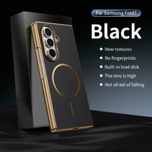 Luxury Premium Business Plating Slim Carbon Fiber Texture Magnetic Case for Samsung Z Fold Series