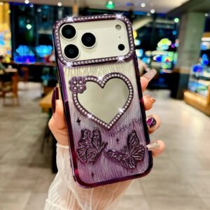Luxury Premium Gradient Wave Pattern Mirror Butterfly Shining Protector Phone Case for IPhone 17 Series