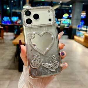 Luxury Premium Gradient Wave Pattern Mirror Butterfly Shining Protector Phone Case for IPhone 17 Series
