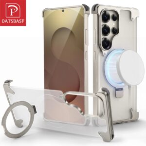 Luxury Premium Magnetic Stand Wireless Charging Anti-Yellowing Shockproof Slim Case Cover For Samsung Galaxy S Series