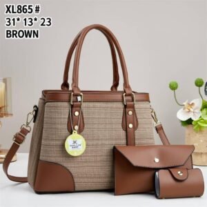 Luxury Premium Fashionable 3 in 1 Set Simple Trendy Crossbody Handbag - Coffee Brown