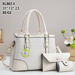 Luxury Premium Fashionable 3 in 1 Set Simple Trendy Crossbody Handbag - Beige