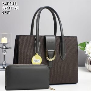 Luxury Premium 2 in 1 Piece Set Fashion Splicing Combination Shoulder Crossbody Bag - Grey